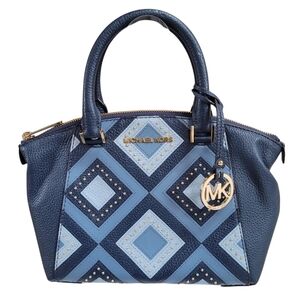 Like New Michael Kors Riley Blue Studded Patchwork Satchel